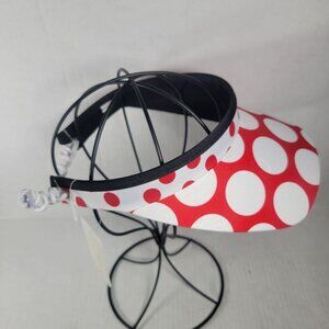 GloveIt Ladies Red & White Polka Dot Outdoor Golfing Tennis Adjustable Visor Hat